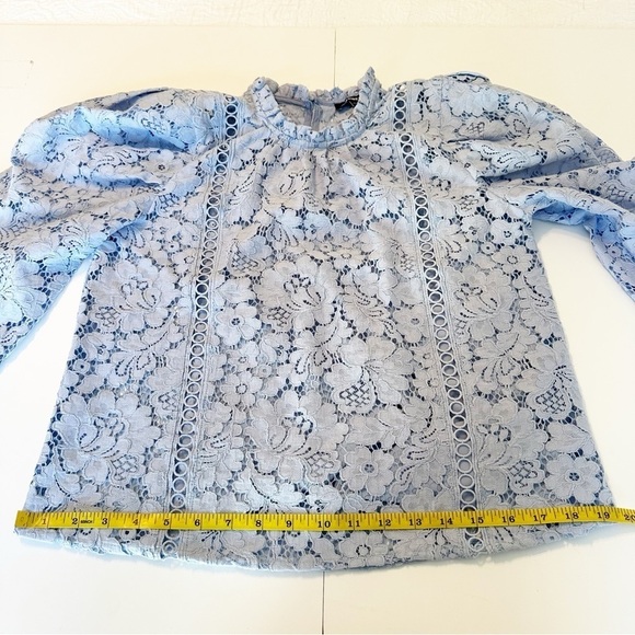 Express Puff Sleeve Lace Pale Blue Top NWT - XS - Picture 11 of 16